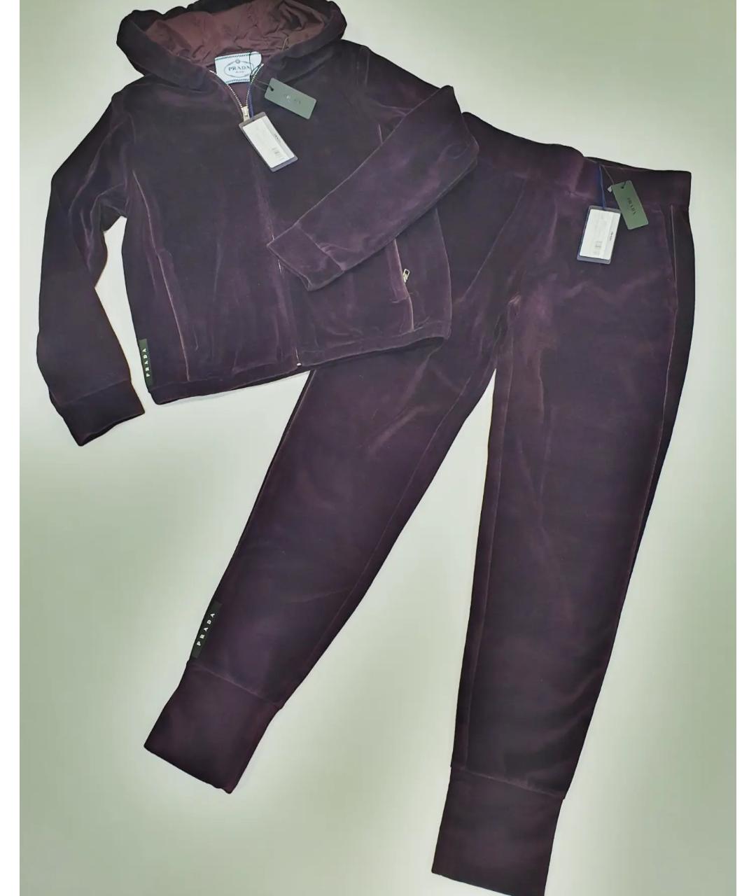 PRADA Фиолетовый велюровый спортивные костюмы, фото 3