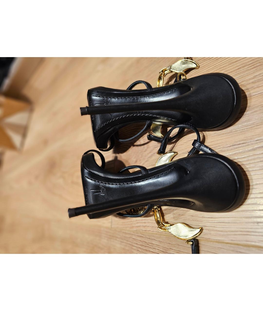 GIUSEPPE ZANOTTI DESIGN Черные кожаные босоножки, фото 4