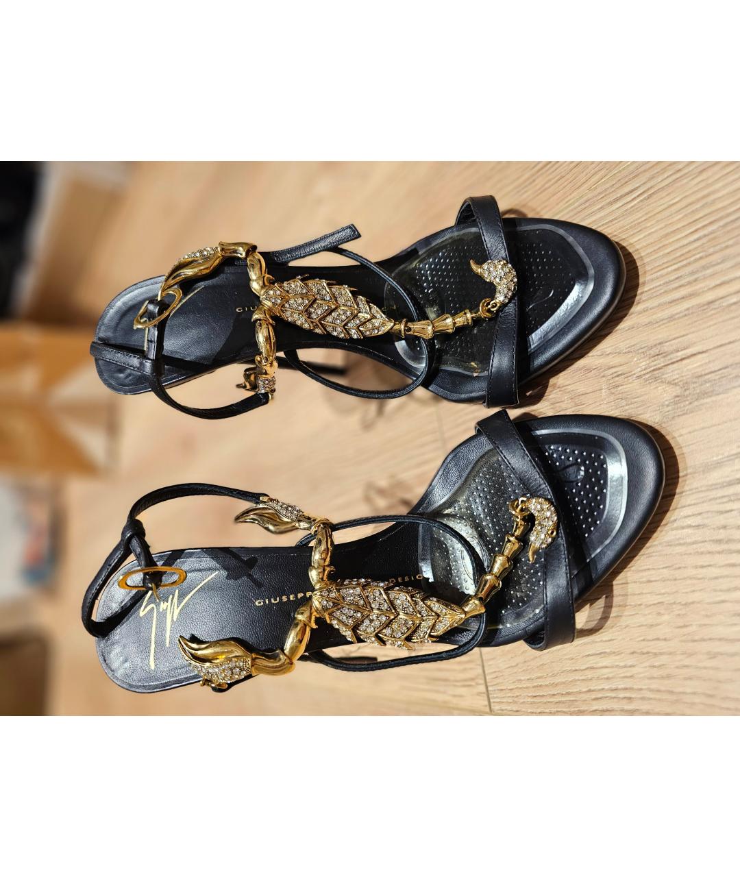 GIUSEPPE ZANOTTI DESIGN Черные кожаные босоножки, фото 3