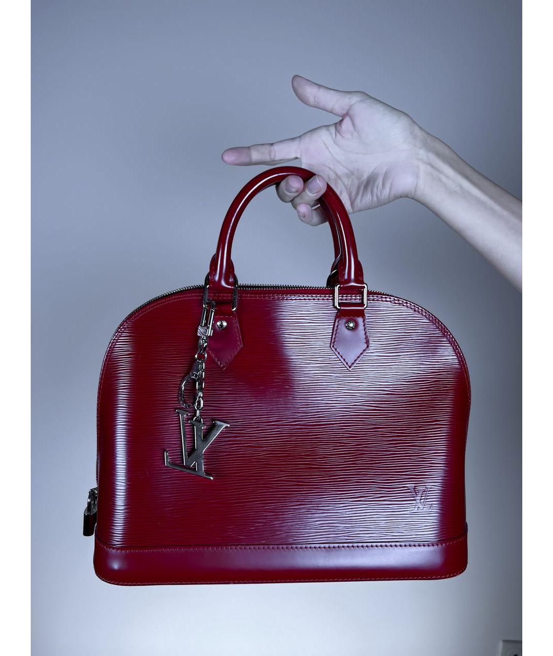 LOUIS VUITTON Красная кожаная сумка с короткими ручками, фото 3