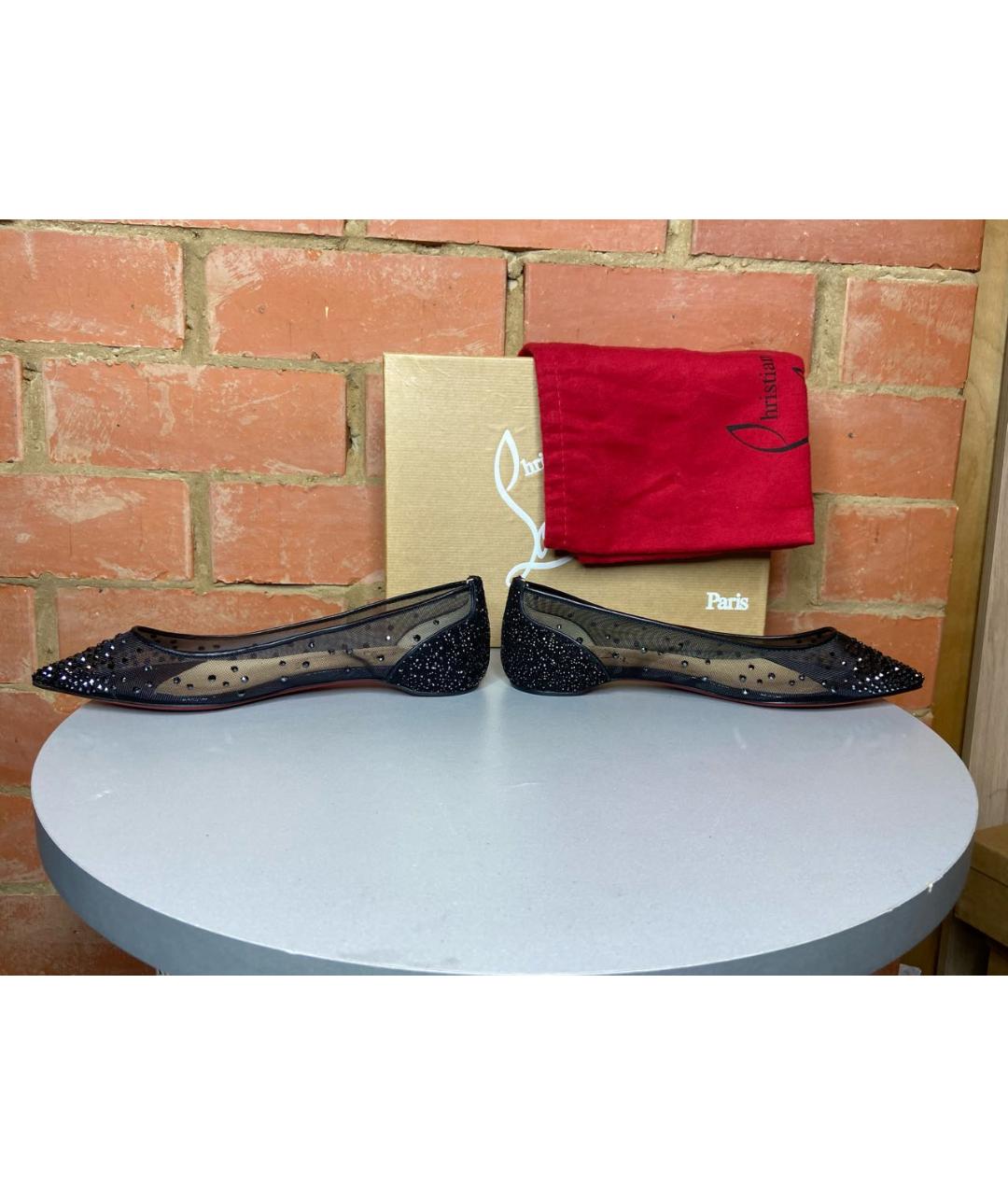 CHRISTIAN LOUBOUTIN Черные кожаные балетки, фото 3