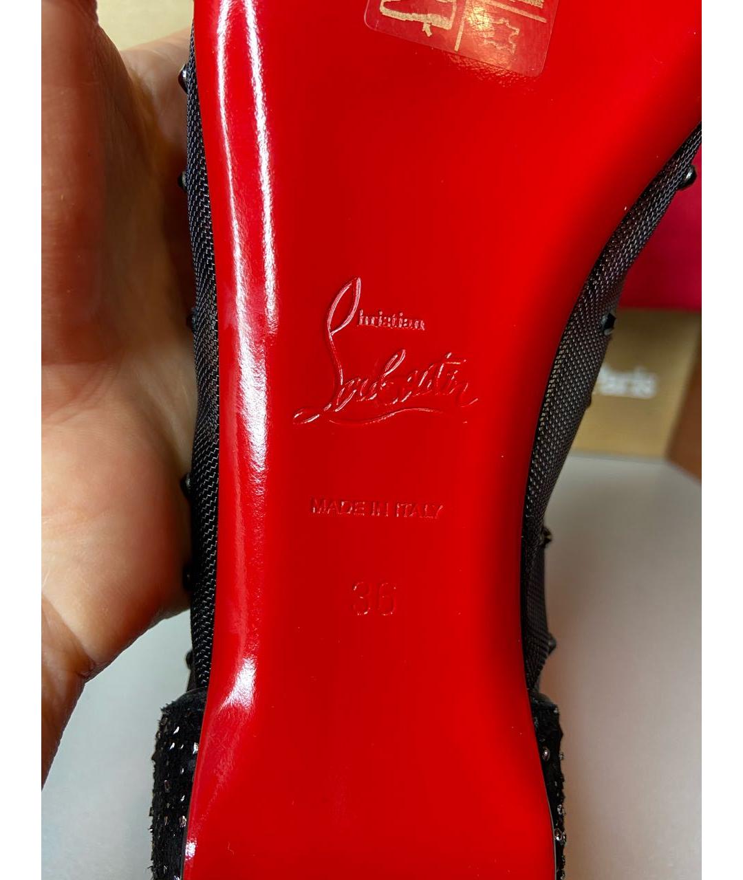 CHRISTIAN LOUBOUTIN Черные кожаные балетки, фото 7