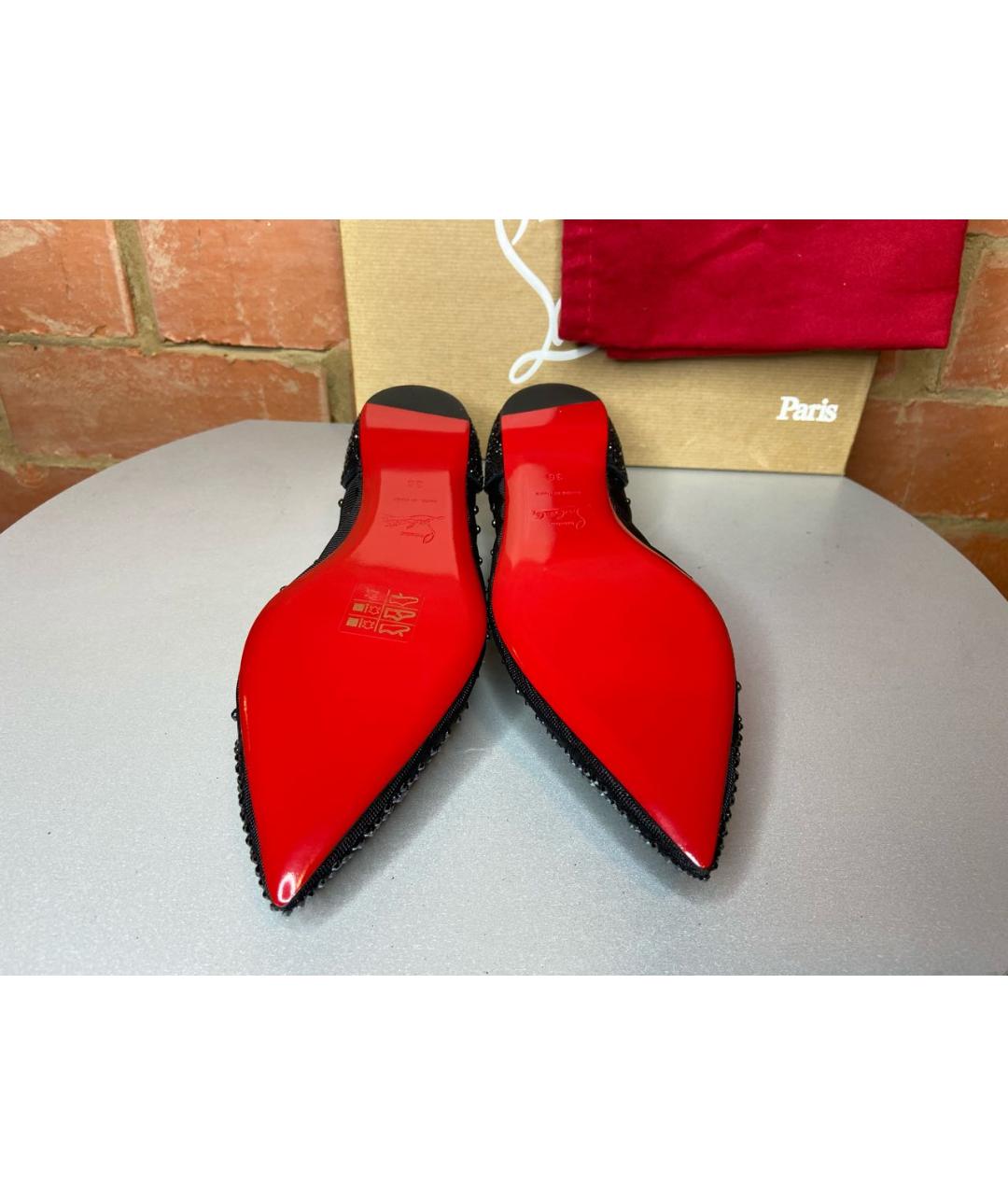 CHRISTIAN LOUBOUTIN Черные кожаные балетки, фото 6