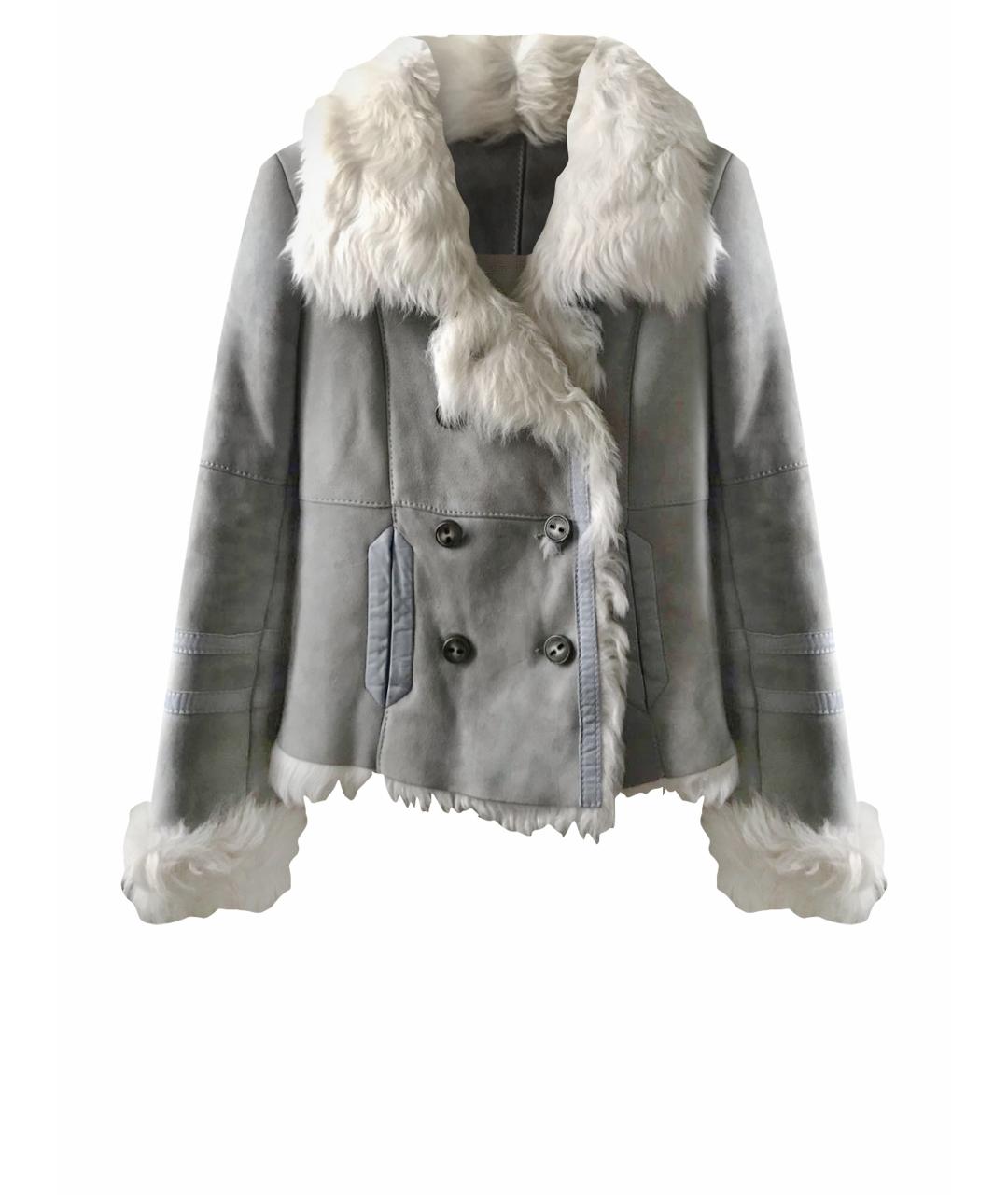 PINKO Голубая замшевая дубленка, фото 1