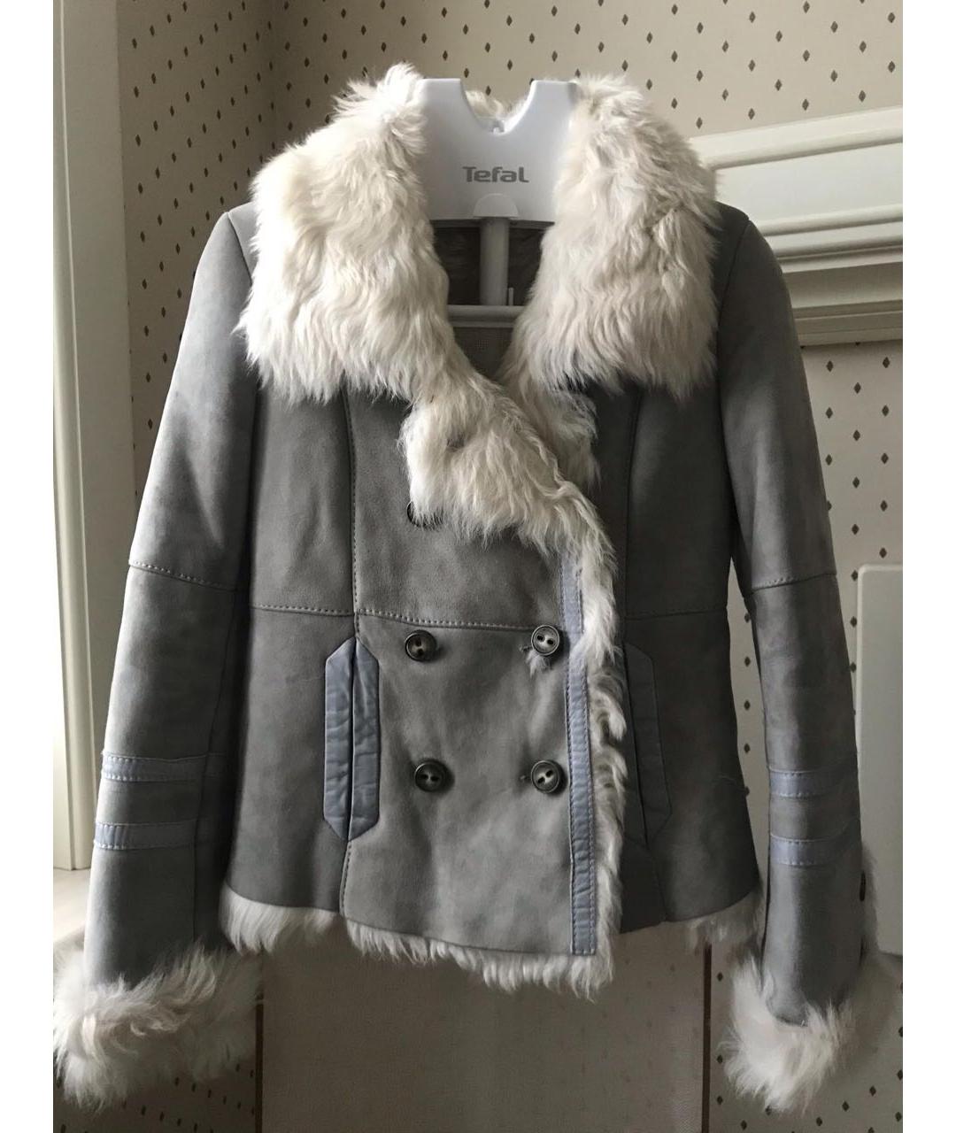 PINKO Голубая замшевая дубленка, фото 5