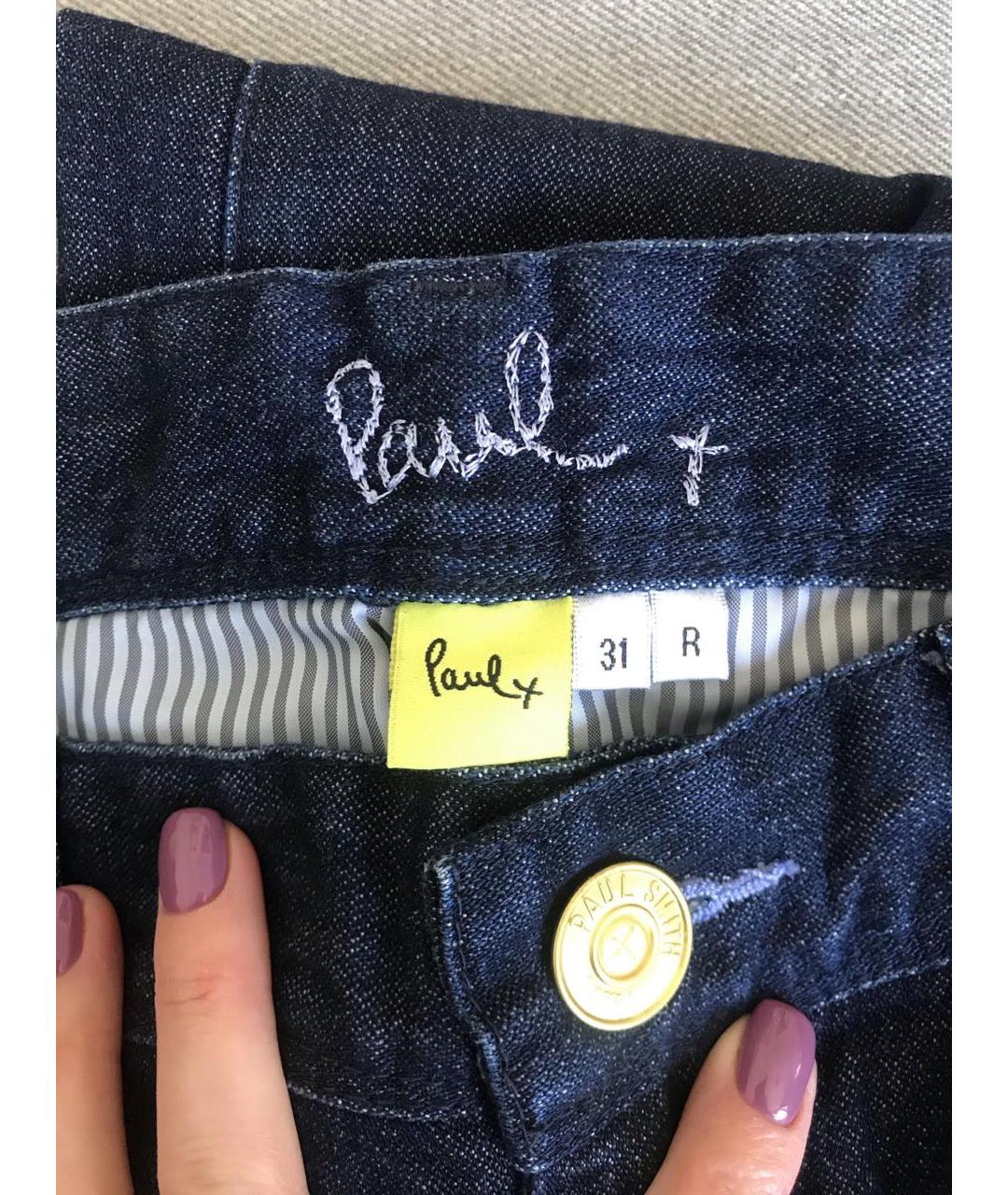 PAUL BY PAUL SMITH Темно-синие хлопко-сиацелловые джинсы клеш, фото 2