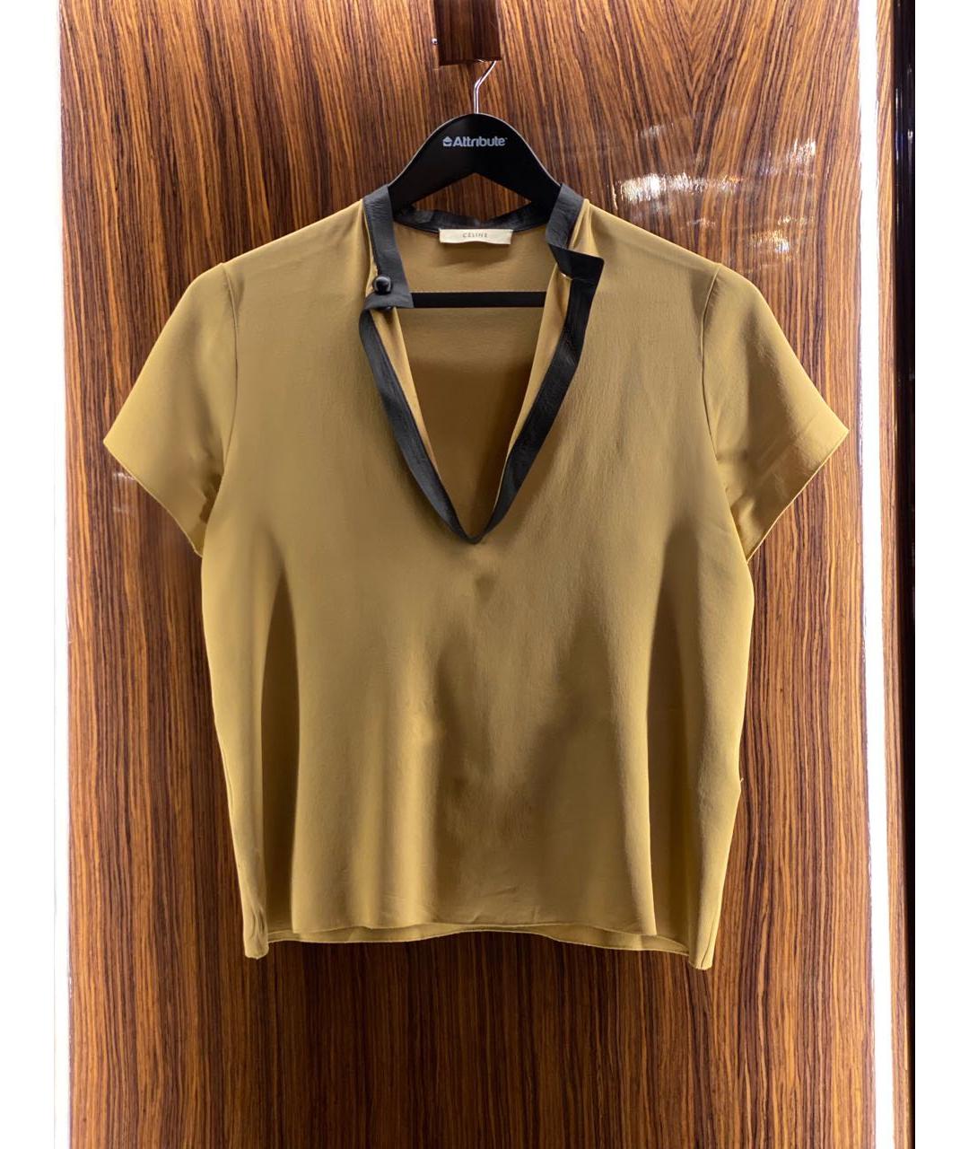 CELINE Бежевая шелковая блузы, фото 7