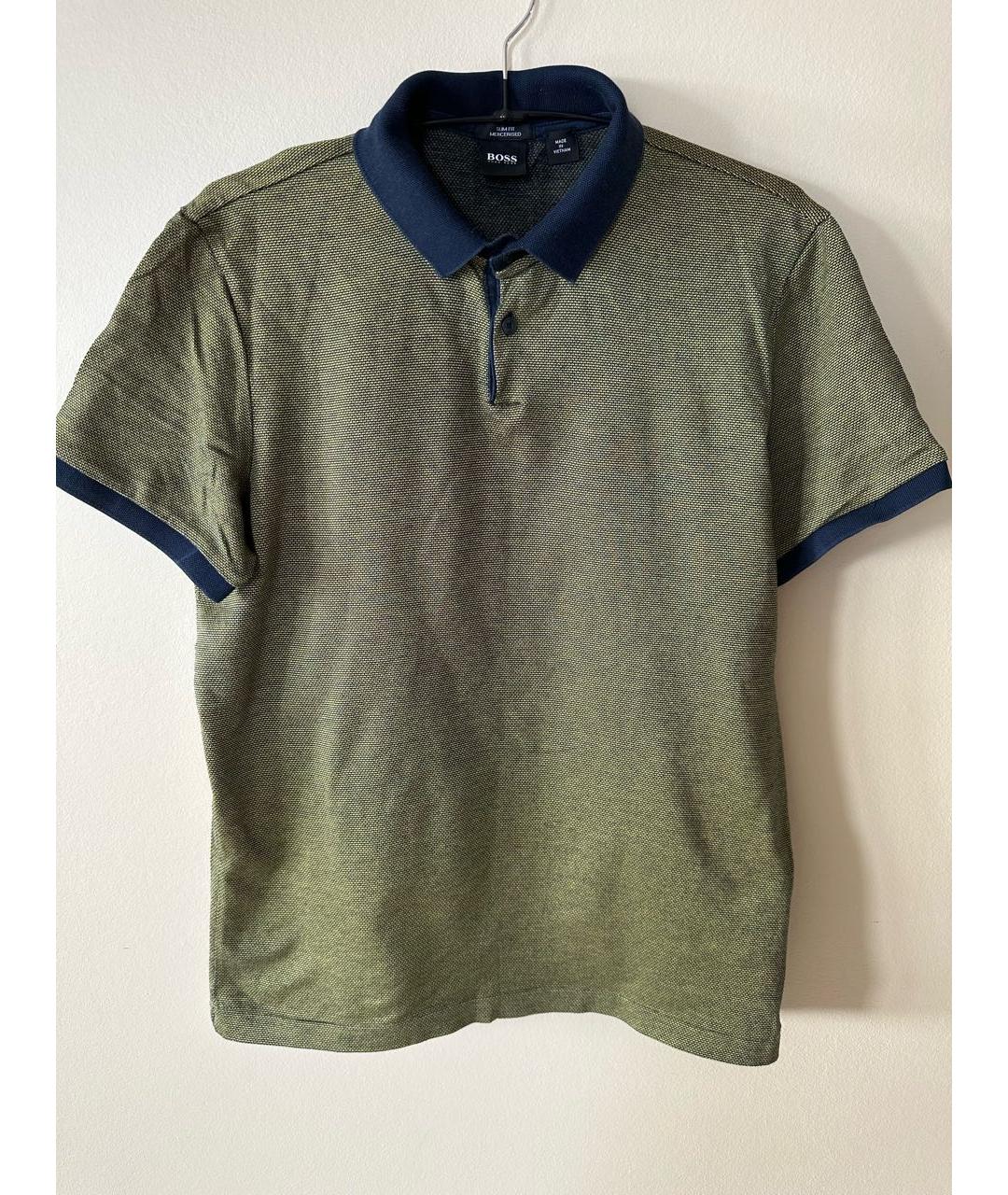 HUGO BOSS Хаки хлопковое поло с коротким рукавом, фото 9