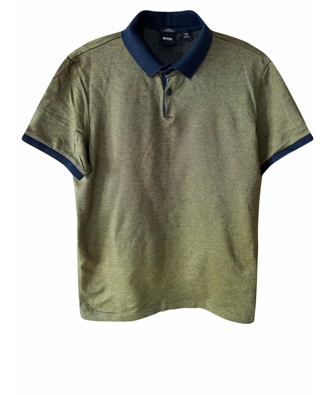 HUGO BOSS Хаки хлопковое поло с коротким рукавом, фото 1