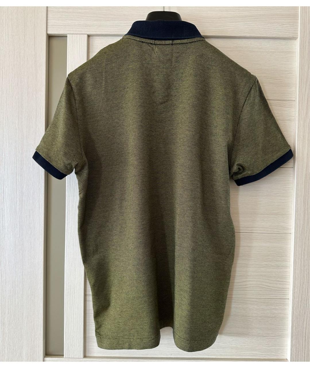 HUGO BOSS Хаки хлопковое поло с коротким рукавом, фото 2