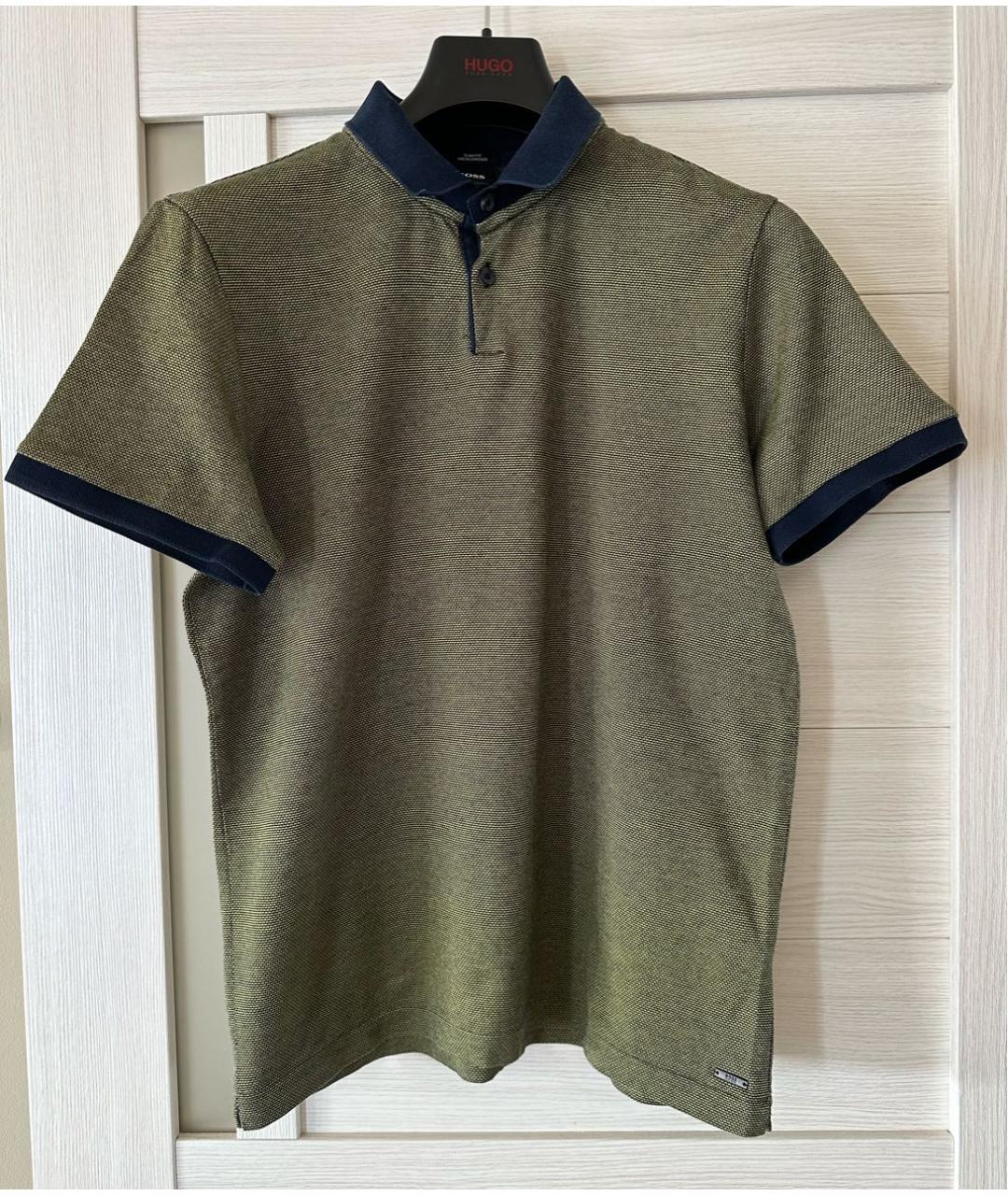 HUGO BOSS Хаки хлопковое поло с коротким рукавом, фото 7