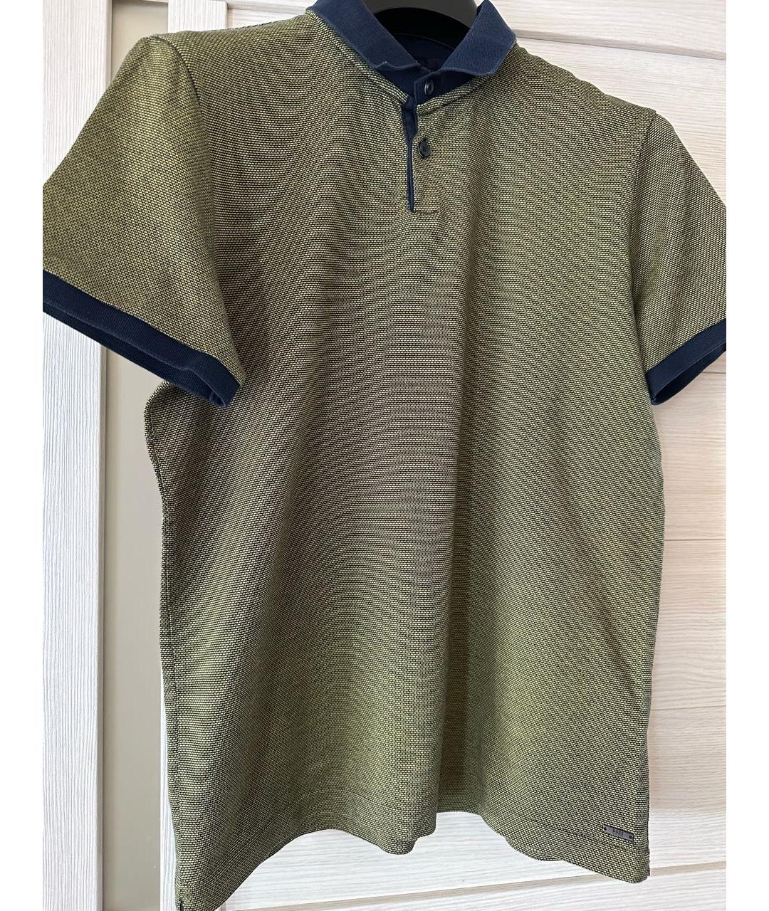 HUGO BOSS Хаки хлопковое поло с коротким рукавом, фото 3