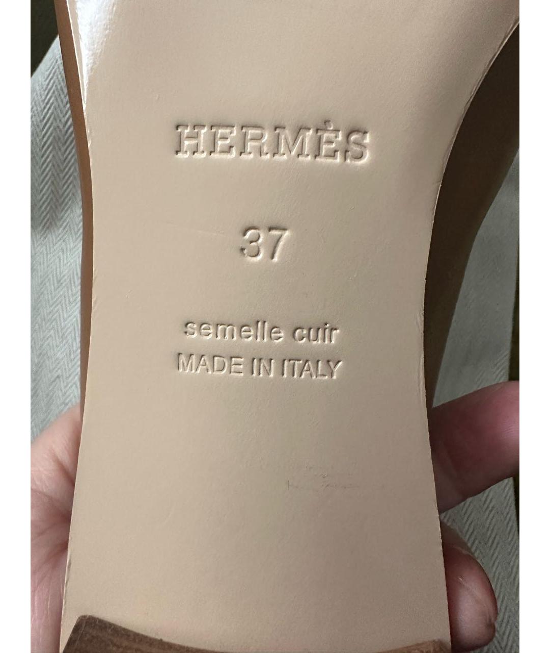 HERMES PRE-OWNED Коричневые кожаные мюли, фото 3