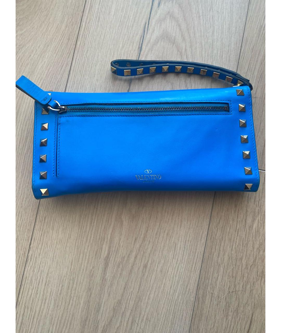 VALENTINO Синий кожаный кошелек, фото 2