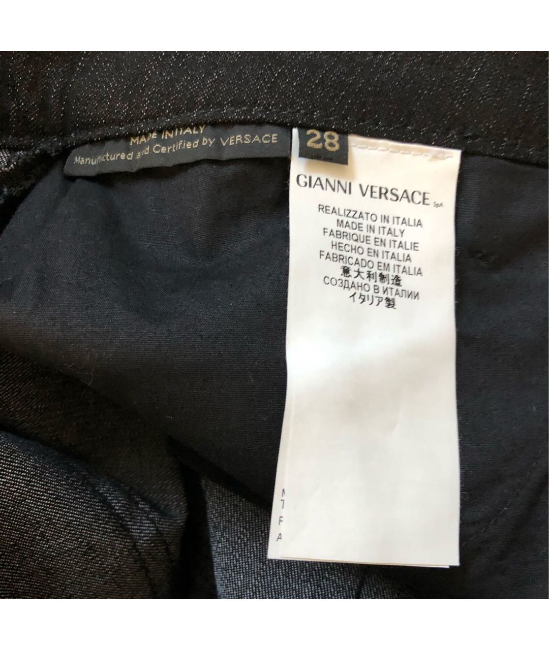 VERSACE Черные хлопко-полиэстеровые джинсы слим, фото 4