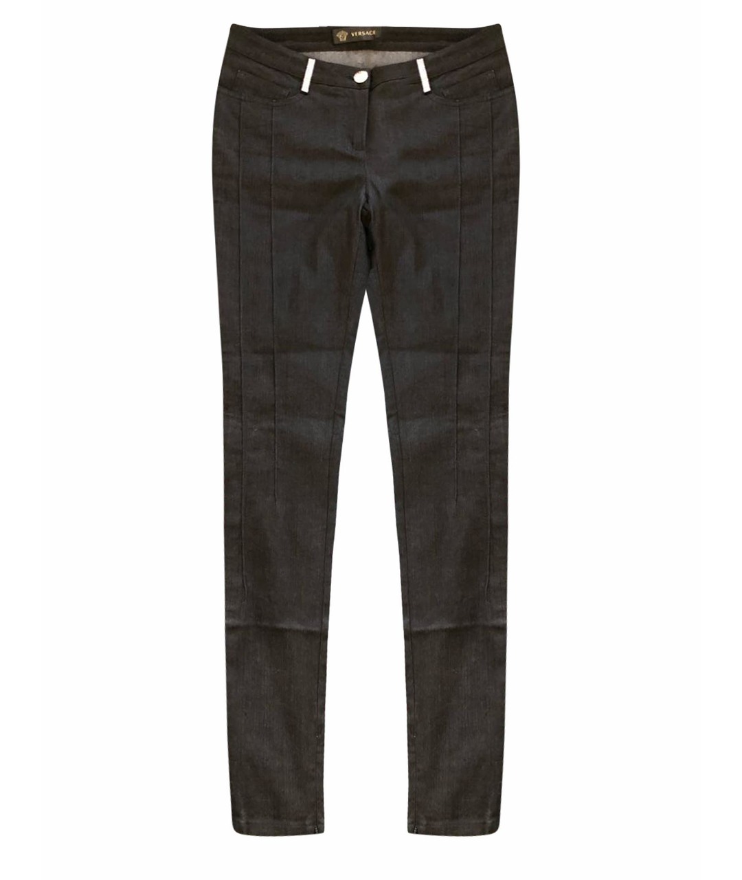 VERSACE Черные хлопко-полиэстеровые джинсы слим, фото 1