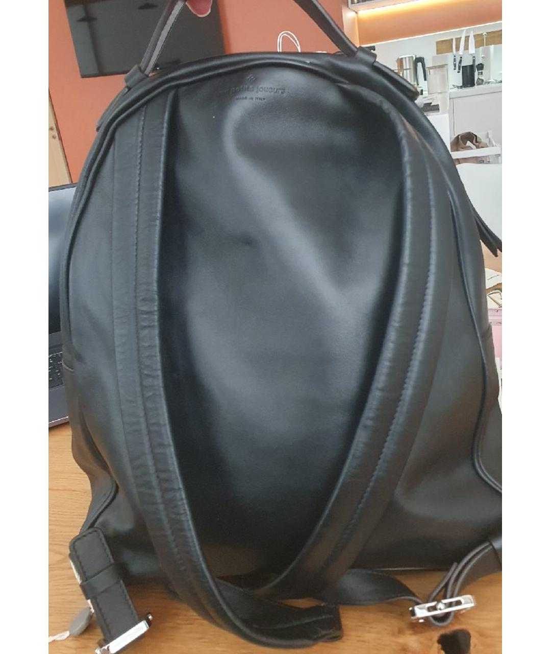 LES PETITS JOUEURS Черный кожаный рюкзак, фото 3