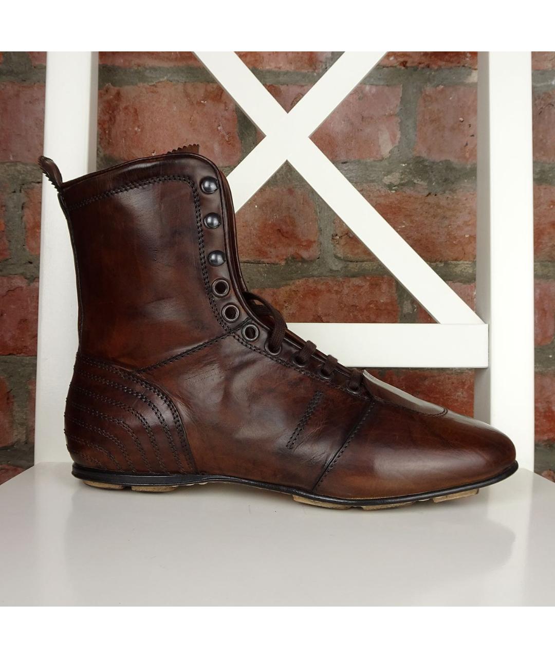 PANTOFOLA D'ORO Коричневые кожаные высокие кроссовки / кеды, фото 7