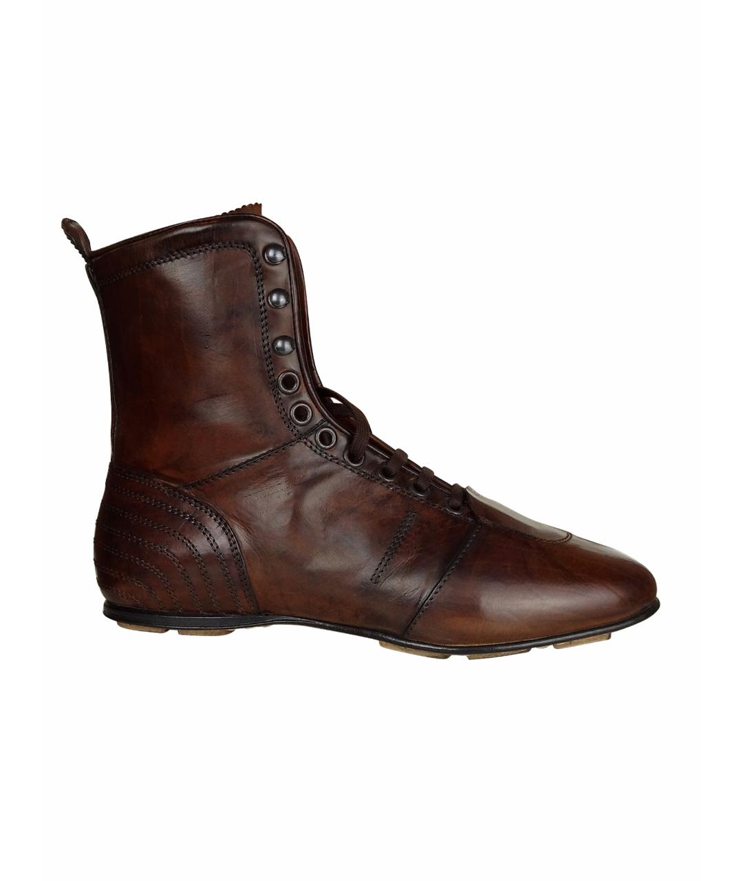 PANTOFOLA D'ORO Коричневые кожаные высокие кроссовки / кеды, фото 1