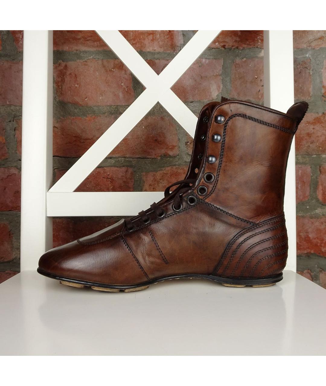 PANTOFOLA D'ORO Коричневые кожаные высокие кроссовки / кеды, фото 4