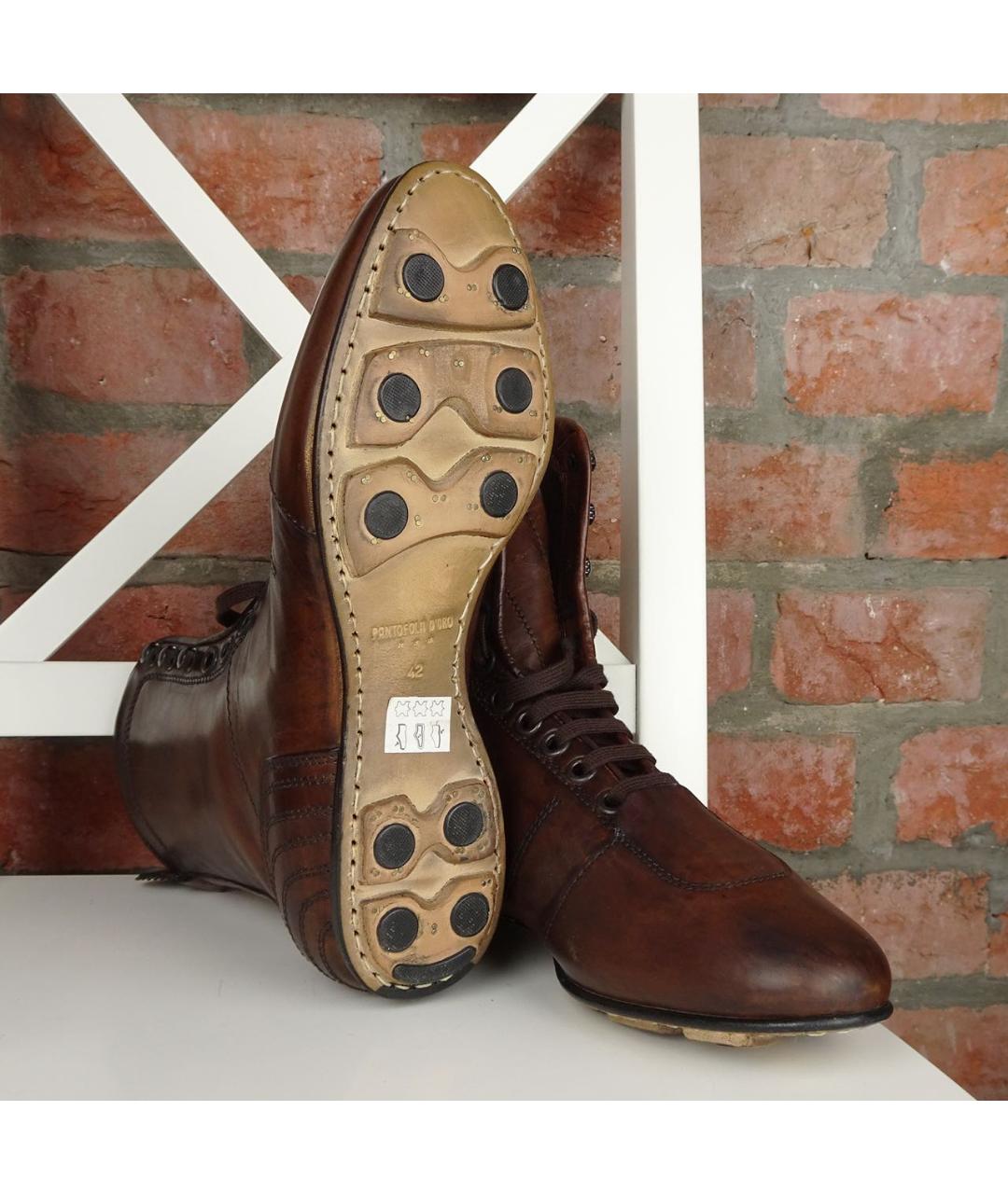 PANTOFOLA D'ORO Коричневые кожаные высокие кроссовки / кеды, фото 5