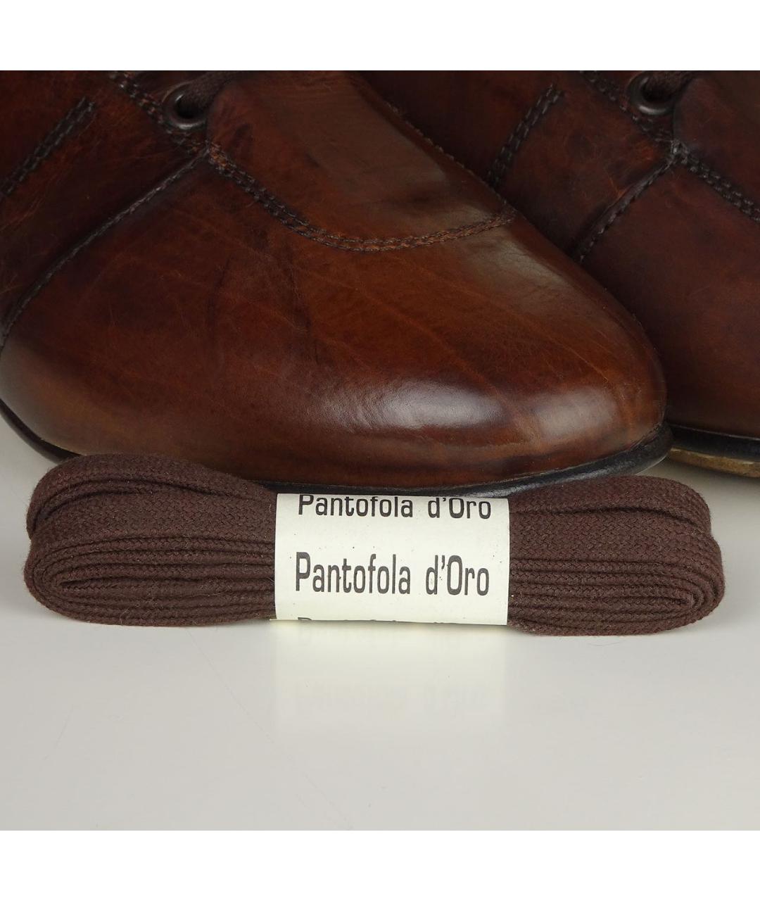 PANTOFOLA D'ORO Коричневые кожаные высокие кроссовки / кеды, фото 6