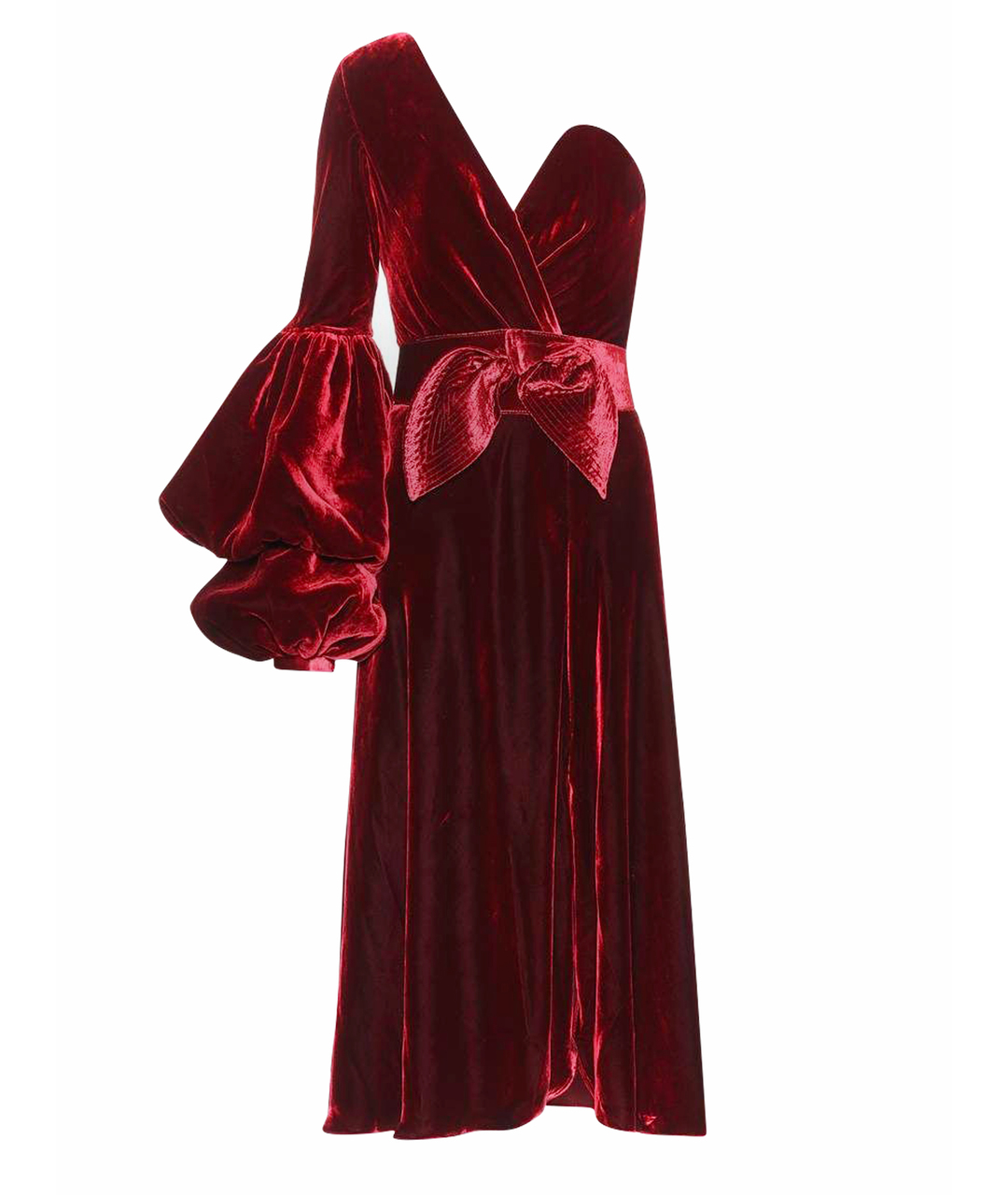 JOHANNA ORTIZ Бордовое бархатное вечернее платье, фото 1