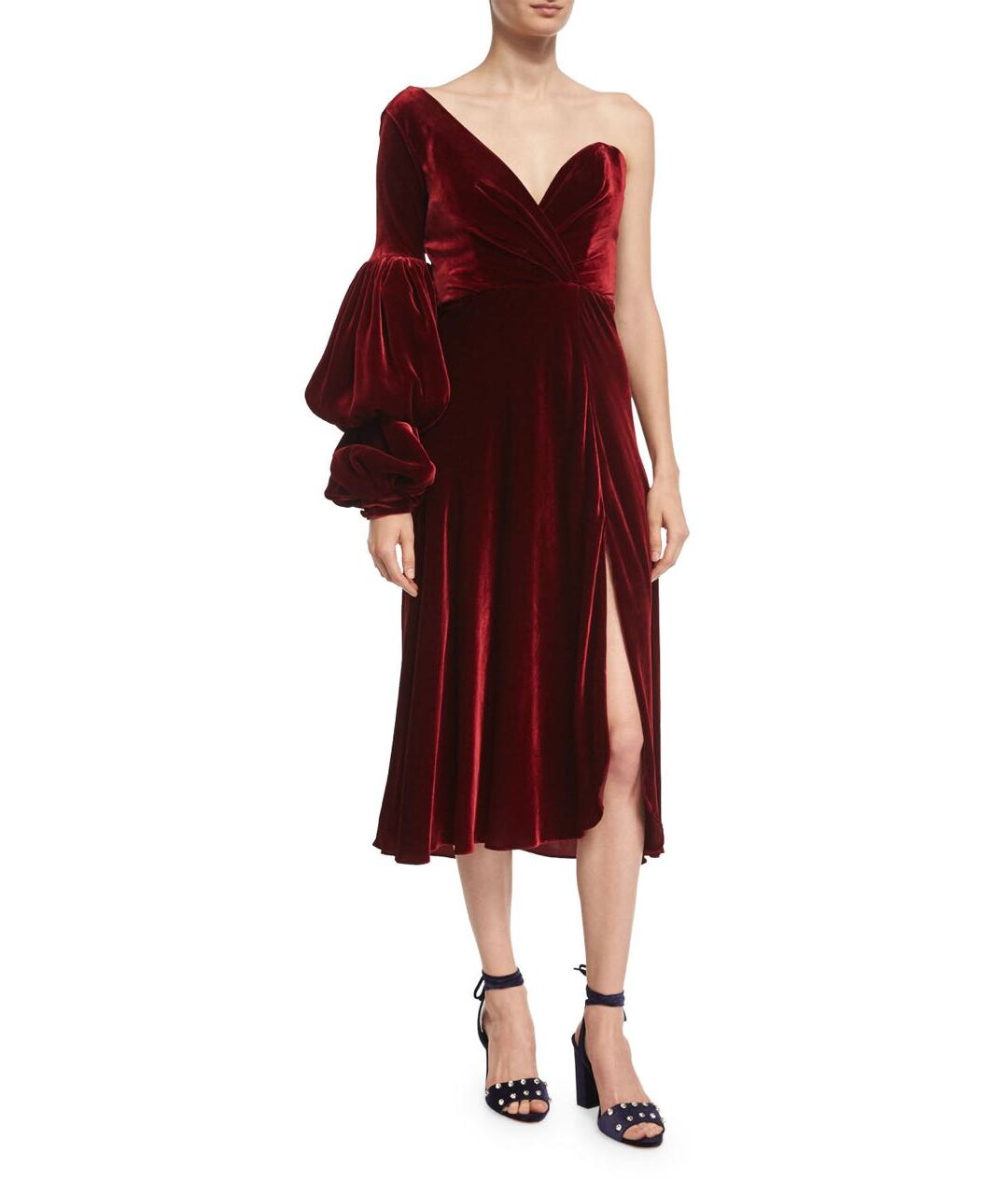 JOHANNA ORTIZ Бордовое бархатное вечернее платье, фото 5