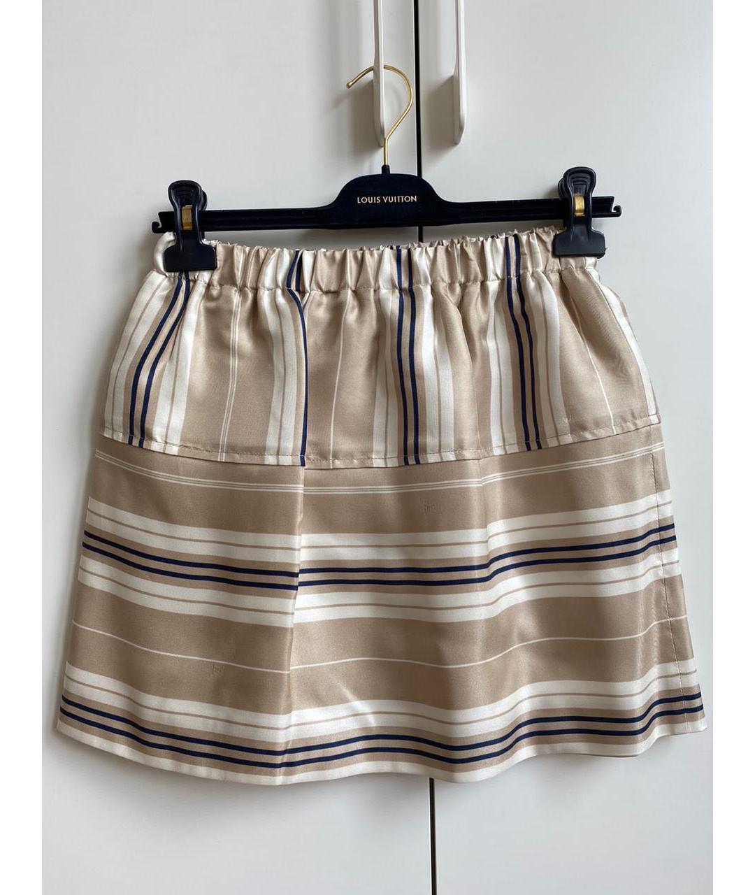 LOUIS VUITTON PRE-OWNED Бежевая шелковая юбка мини, фото 5