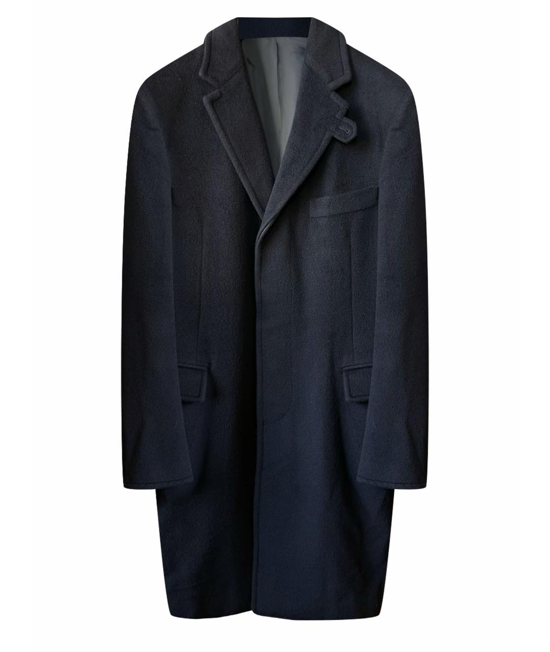 HERMES Темно-синее кашемировое пальто, фото 1