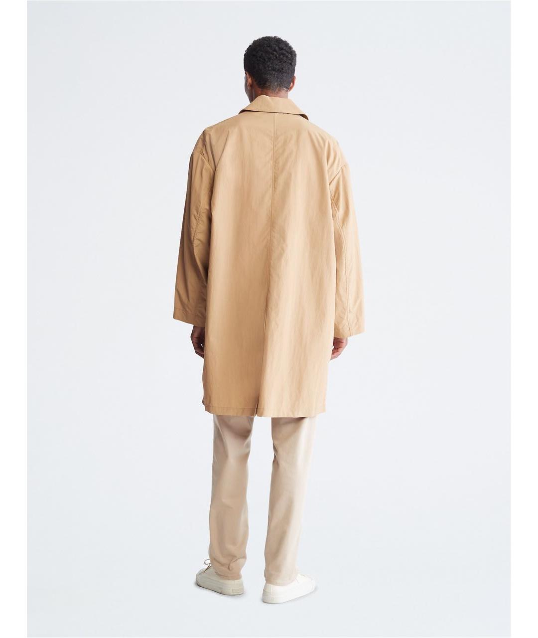 CALVIN KLEIN Бежевый полиамидовый тренч / плащ, фото 2