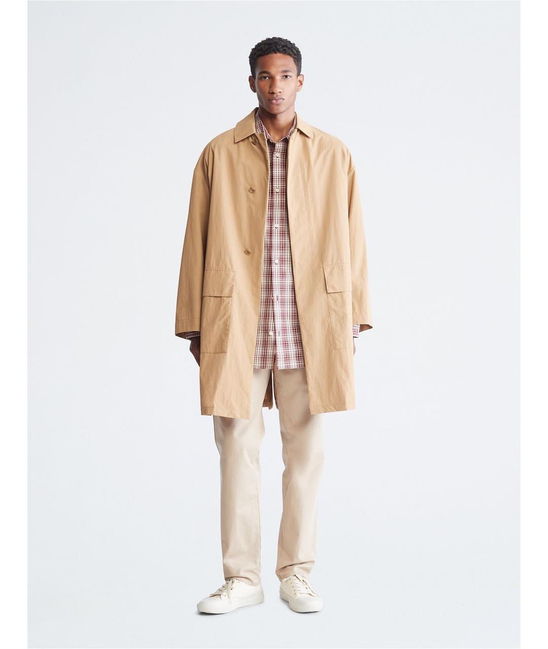 CALVIN KLEIN Бежевый полиамидовый тренч / плащ, фото 5