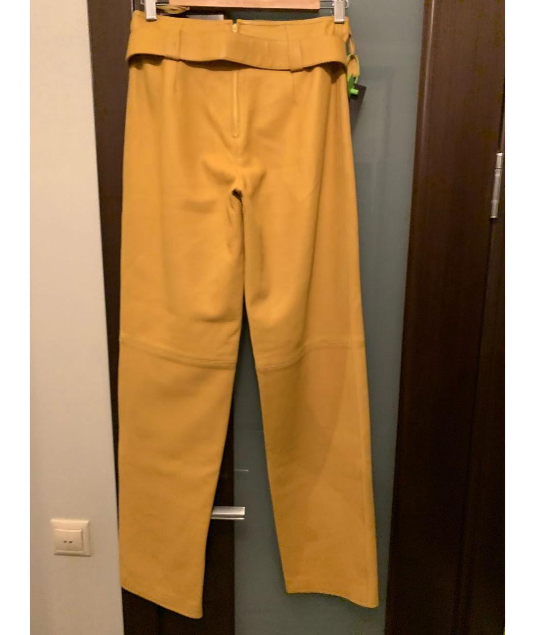 VERSACE VINTAGE Желтые кожаные прямые брюки, фото 2