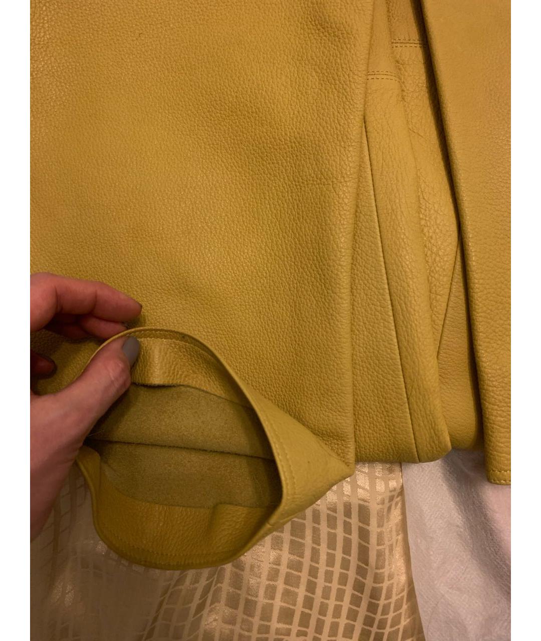 VERSACE VINTAGE Желтые кожаные прямые брюки, фото 5