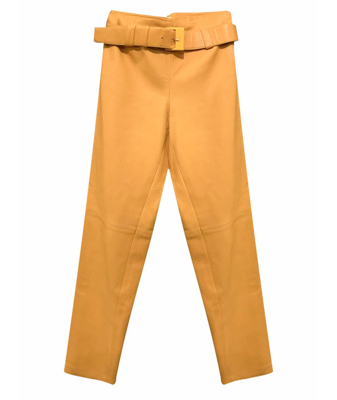VERSACE VINTAGE Желтые кожаные прямые брюки, фото 1