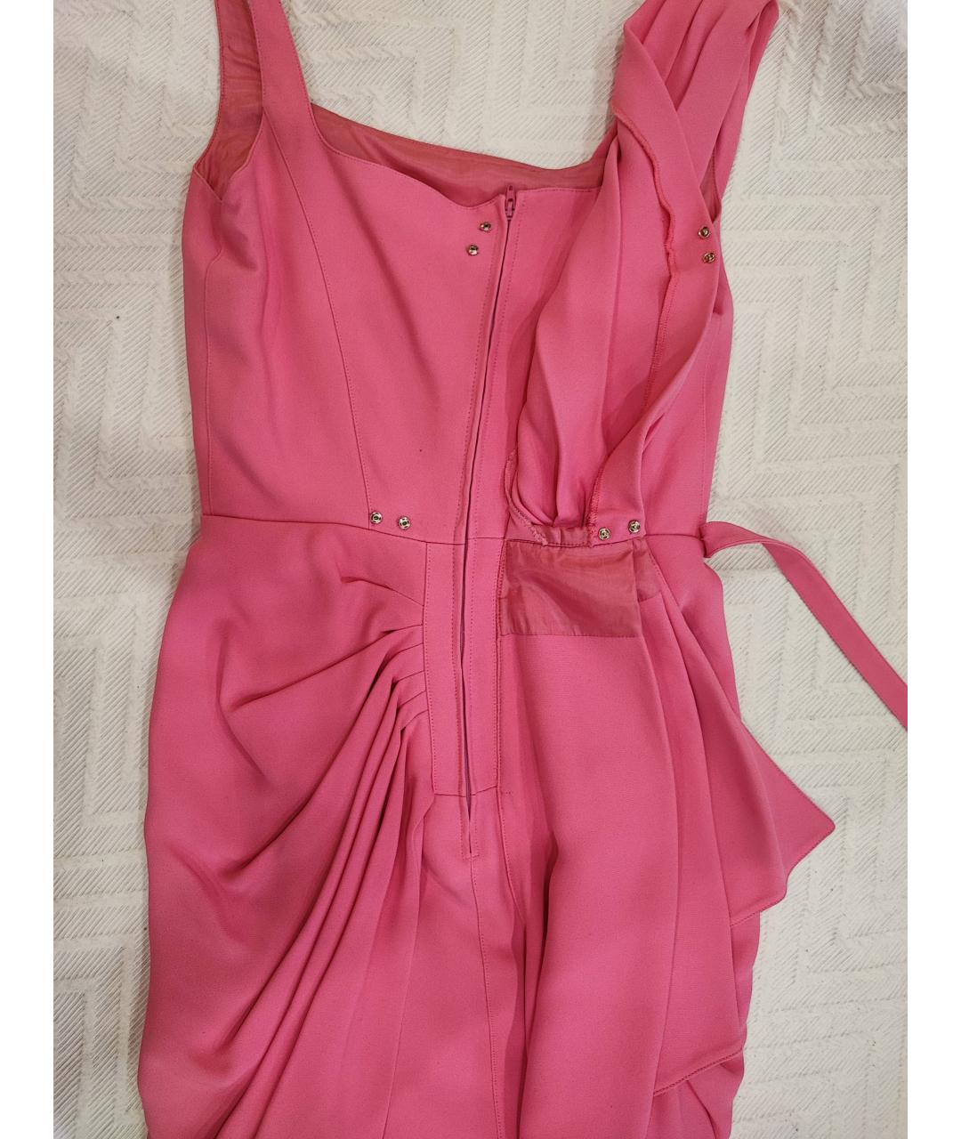 MUGLER Розовое ацетатное коктейльное платье, фото 5