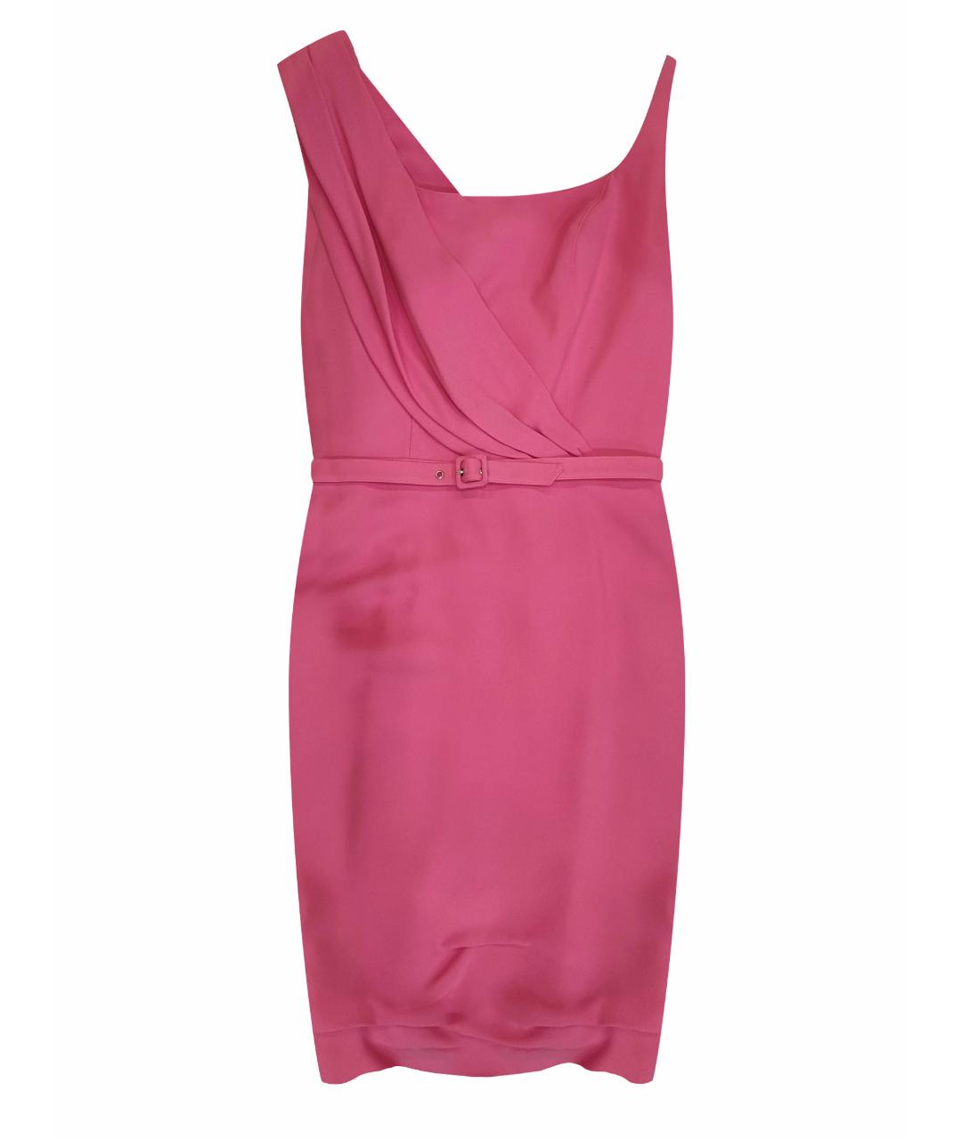 MUGLER Розовое ацетатное коктейльное платье, фото 1