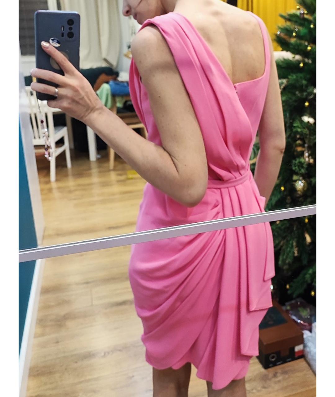 MUGLER Розовое ацетатное коктейльное платье, фото 6