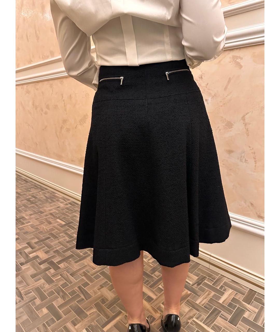 CHANEL PRE-OWNED Черная твидовая юбка миди, фото 3