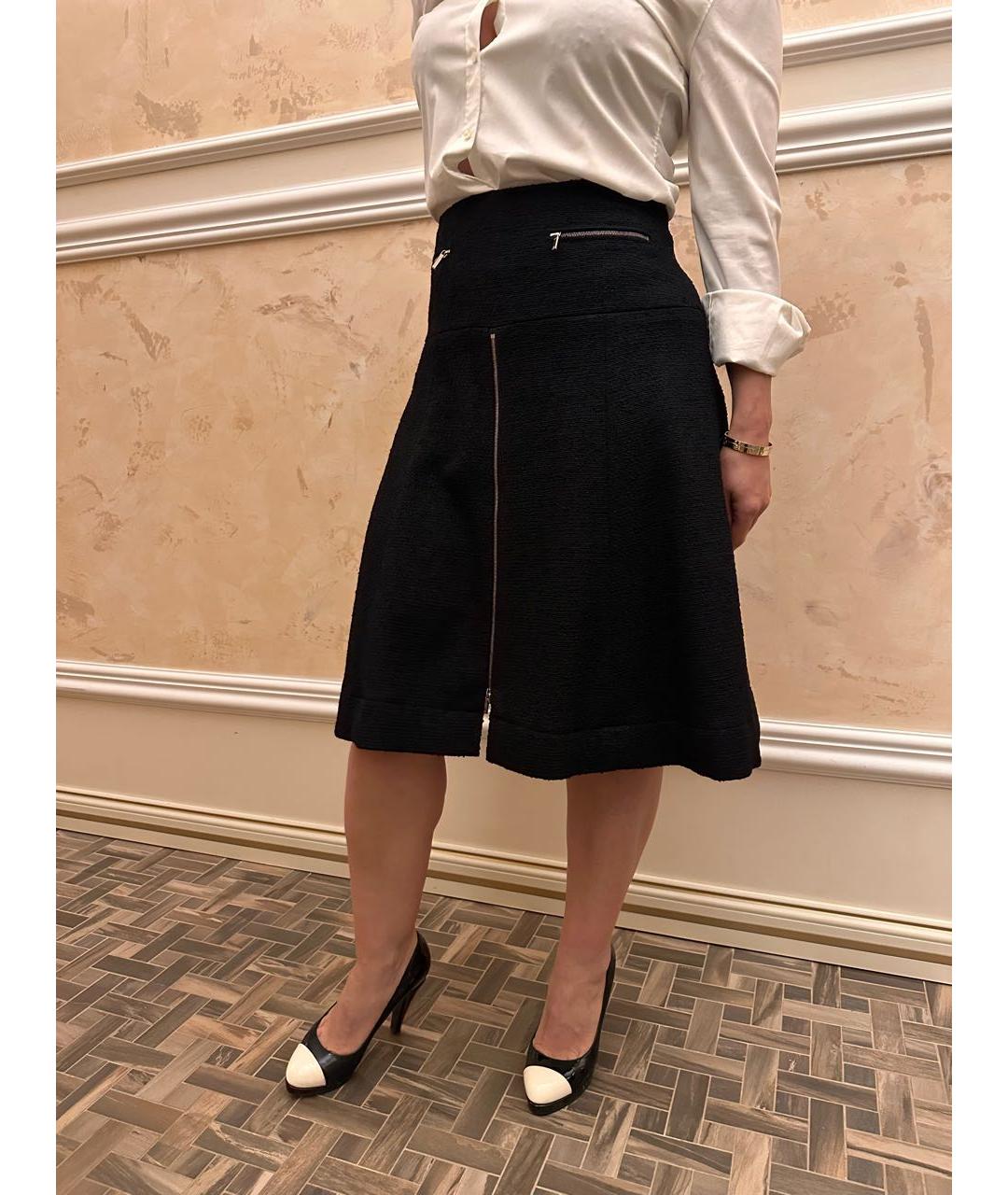 CHANEL PRE-OWNED Черная твидовая юбка миди, фото 2
