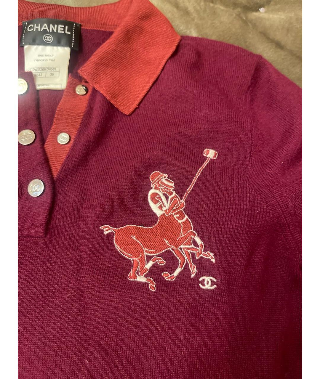 CHANEL PRE-OWNED Бордовый кашемировый джемпер / свитер, фото 3