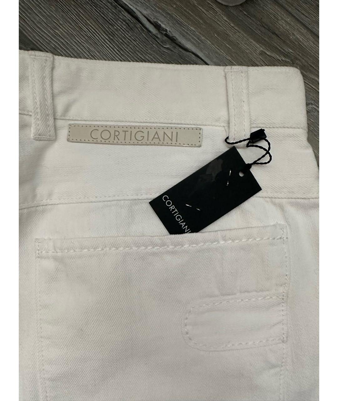 CORTIGIANI Белые хлопковые прямые джинсы, фото 4