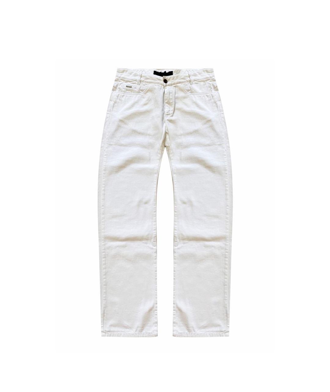 CORTIGIANI Белые хлопковые прямые джинсы, фото 1