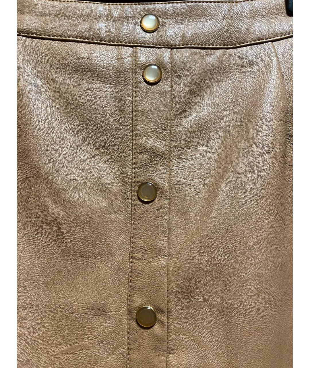 TWIN-SET Бежевая полиуретановая юбка миди, фото 4