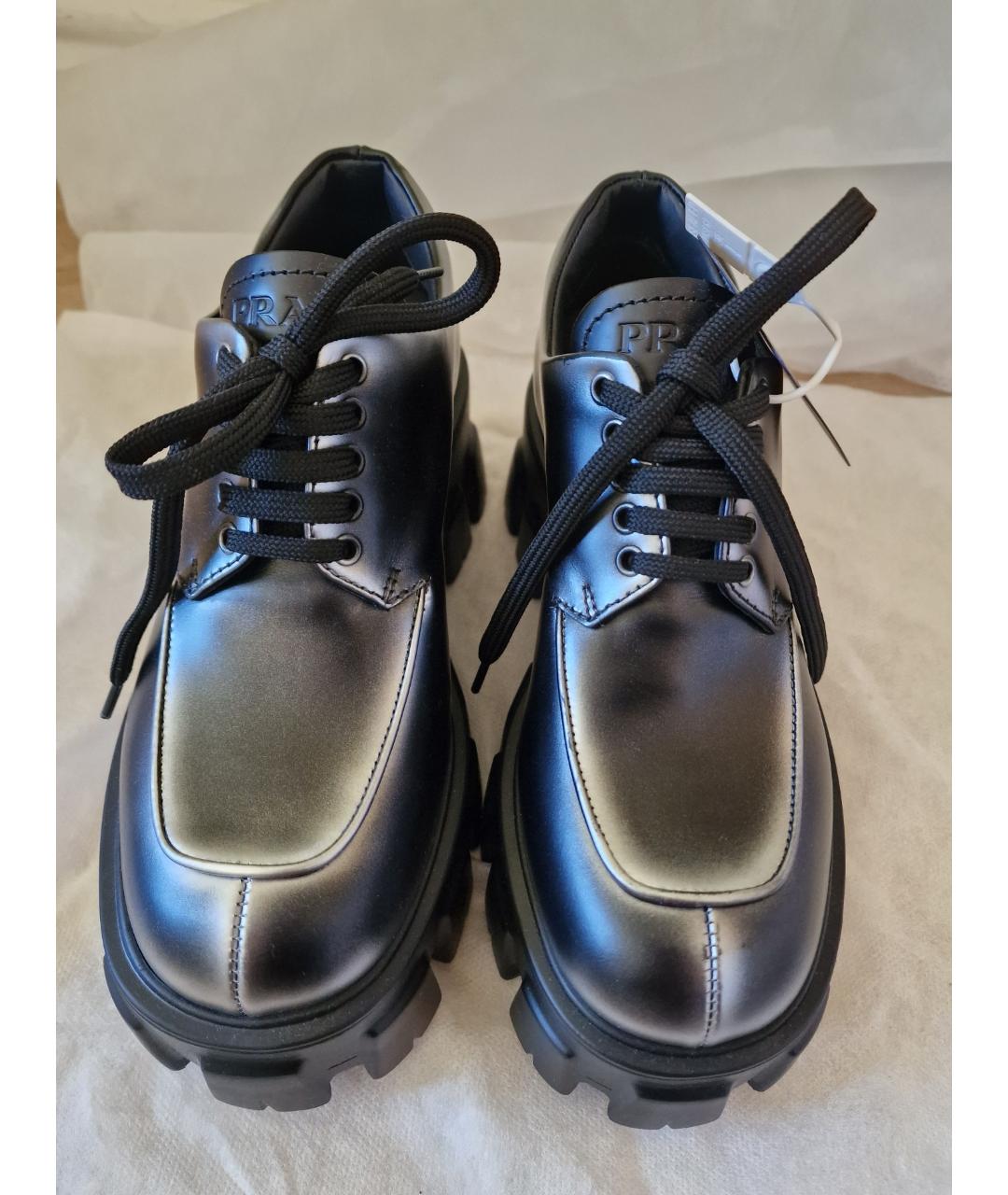 PRADA Черные кожаные ботинки, фото 2