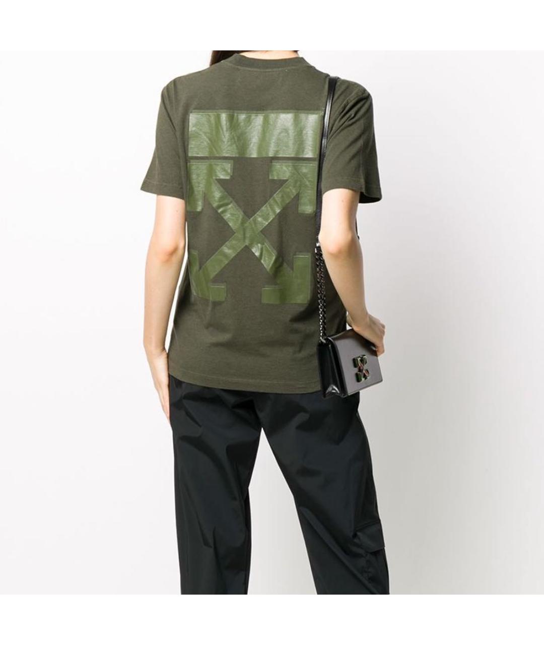 OFF-WHITE Хаки хлопковая футболка, фото 2