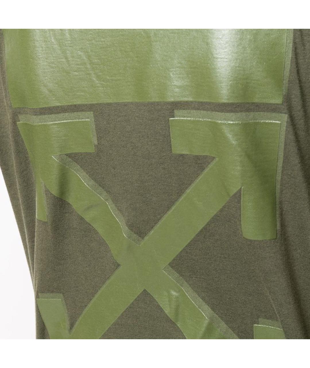 OFF-WHITE Хаки хлопковая футболка, фото 4