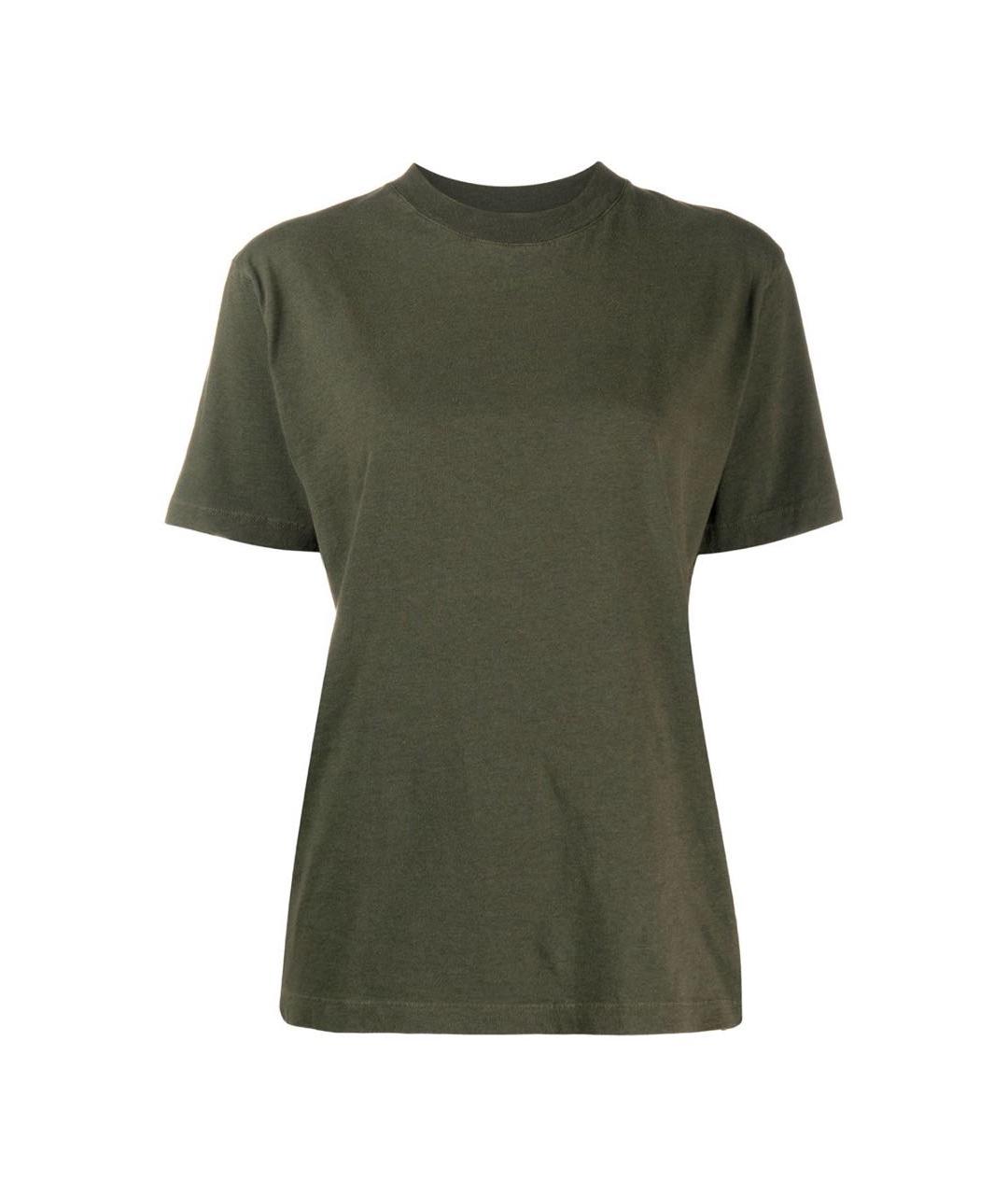 OFF-WHITE Хаки хлопковая футболка, фото 1