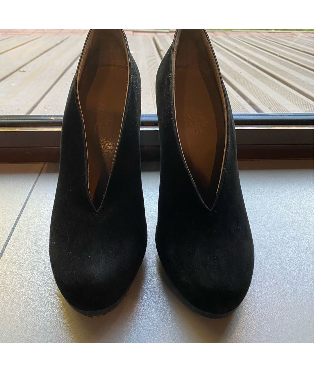 HERMES PRE-OWNED Черные замшевые туфли, фото 2