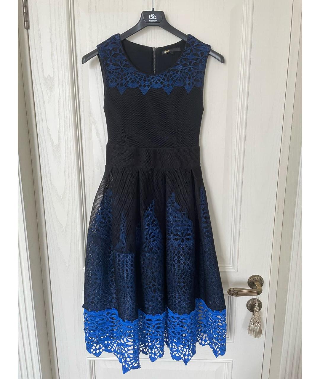 MAJE Темно-синее полиэстеровое коктейльное платье, фото 3